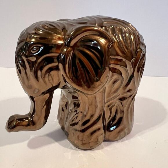 Elephan, clay gold painted figurine - Picture 3 of 6